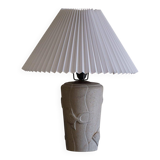 Modern vintage French table lamp, made of stone with fish patterns, 1970s.