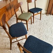 Vintage Farstrup 210 Scandinavian chairs in stained beech and teak.