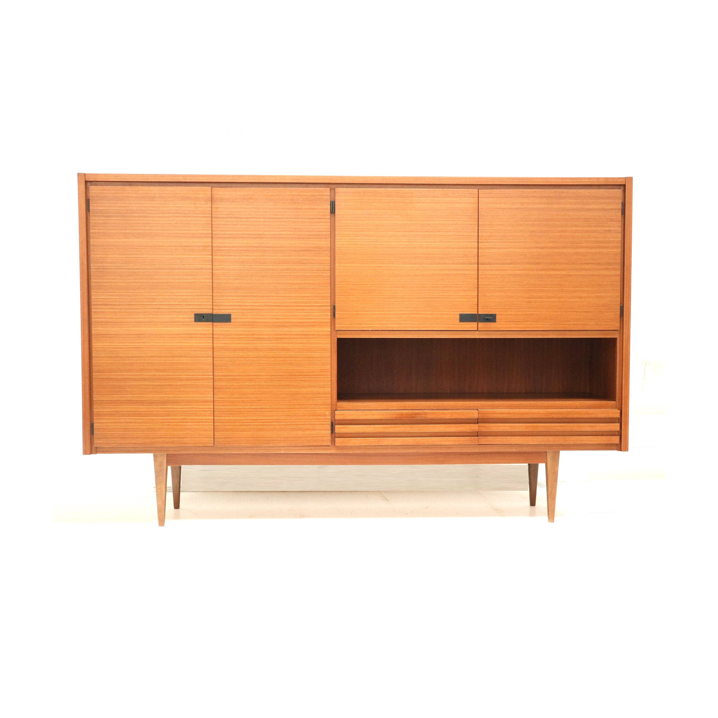 Large vintage highboard sideboard / wall unit made of teak from the 1960s
