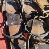 3 pairs of old skis