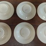 Set of six Badonviller soup plates with Normandy decor