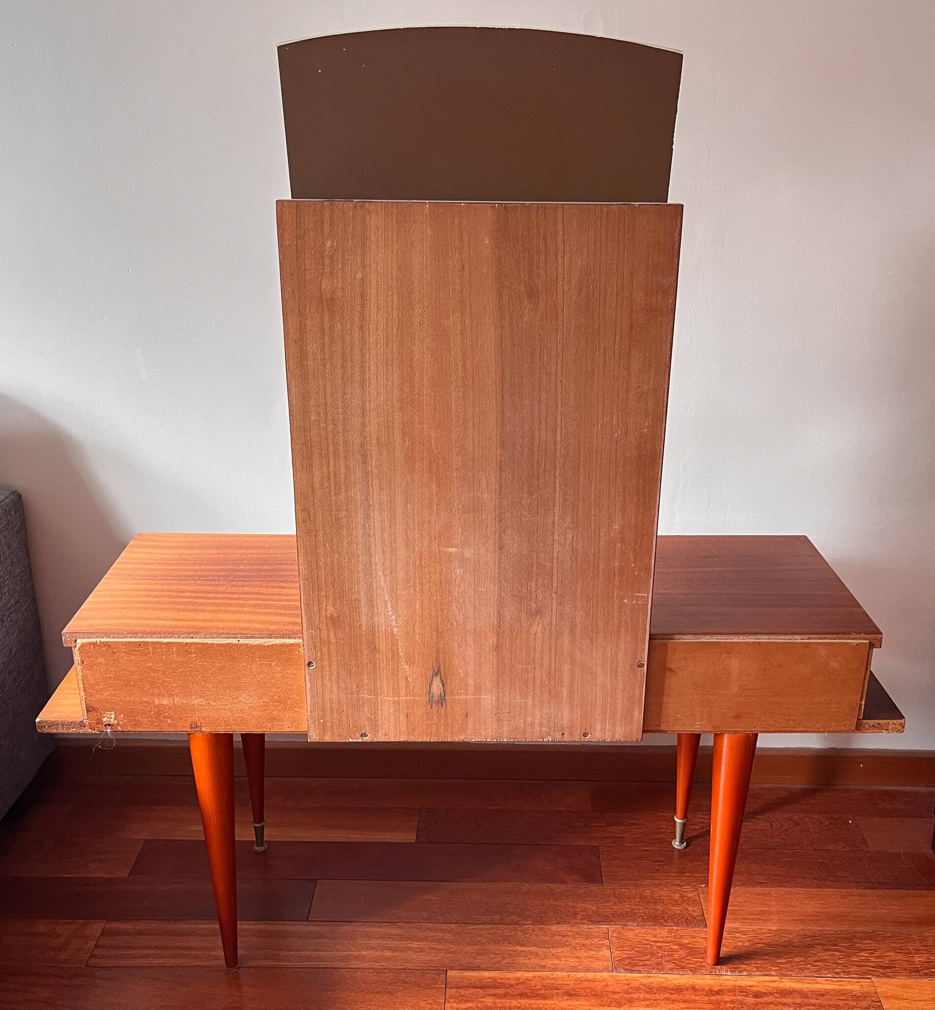 Scandinavian dressing table mirror from the 50s-60s with compass feet