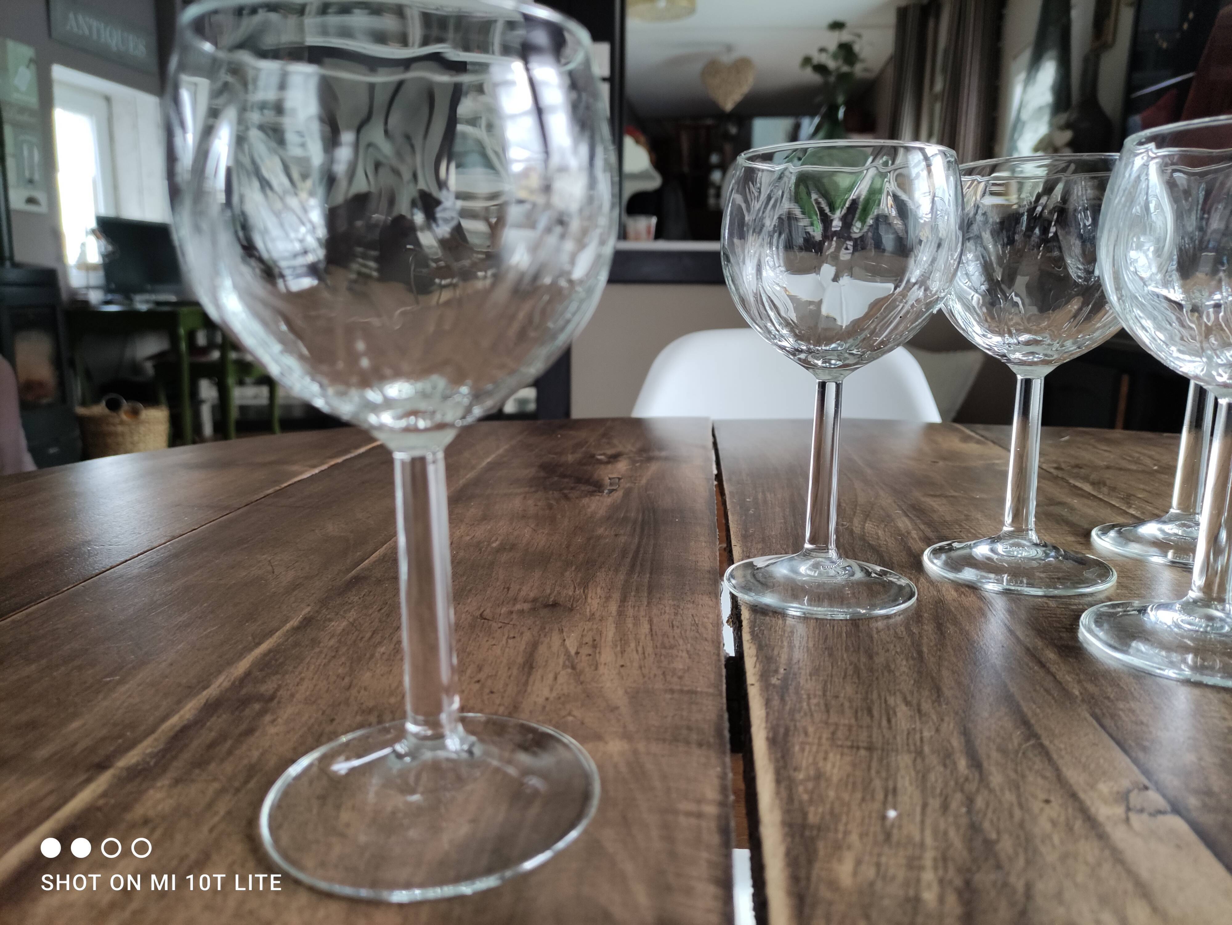 Lot de 6 verres à vin ballon vintage en verre buvant voluté
