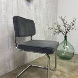 Pair of chrome and velvet chairs