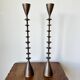 Vintage mid century brutalist hand forged brass candlesticks