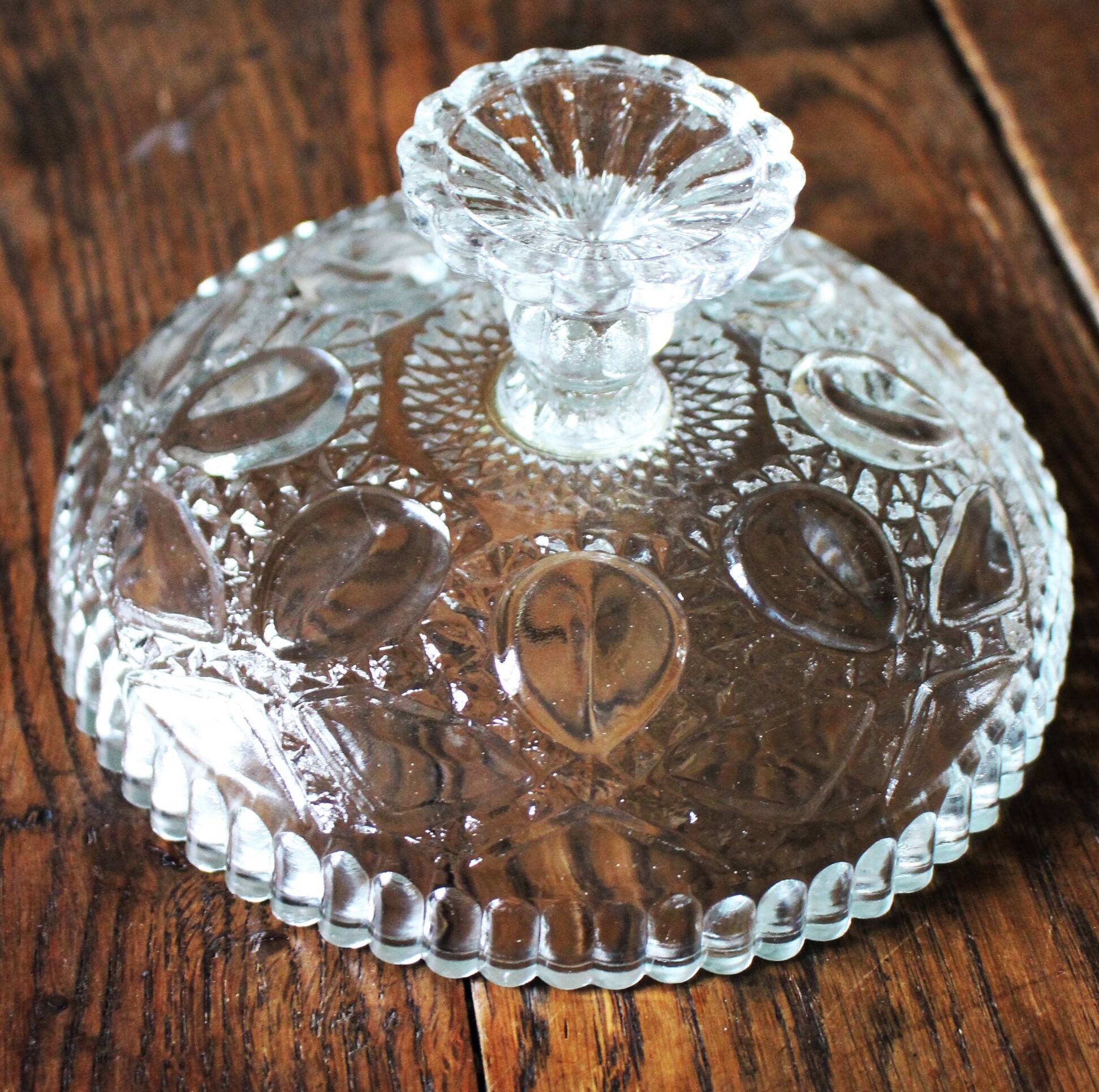 Cut glass goblet with a transparent stem.