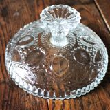 Cut glass goblet with a transparent stem.