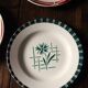 Set of 6 mismatched Art Deco red green yellow dinner plates Digoin