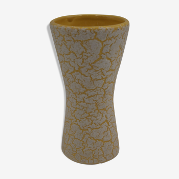Vase céramique craquelé jaune vintage