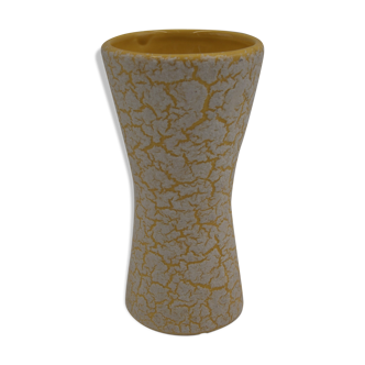 Vase céramique craquelé jaune vintage