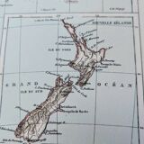 L'Océanie, carte Vintage, 1887, Authentique.