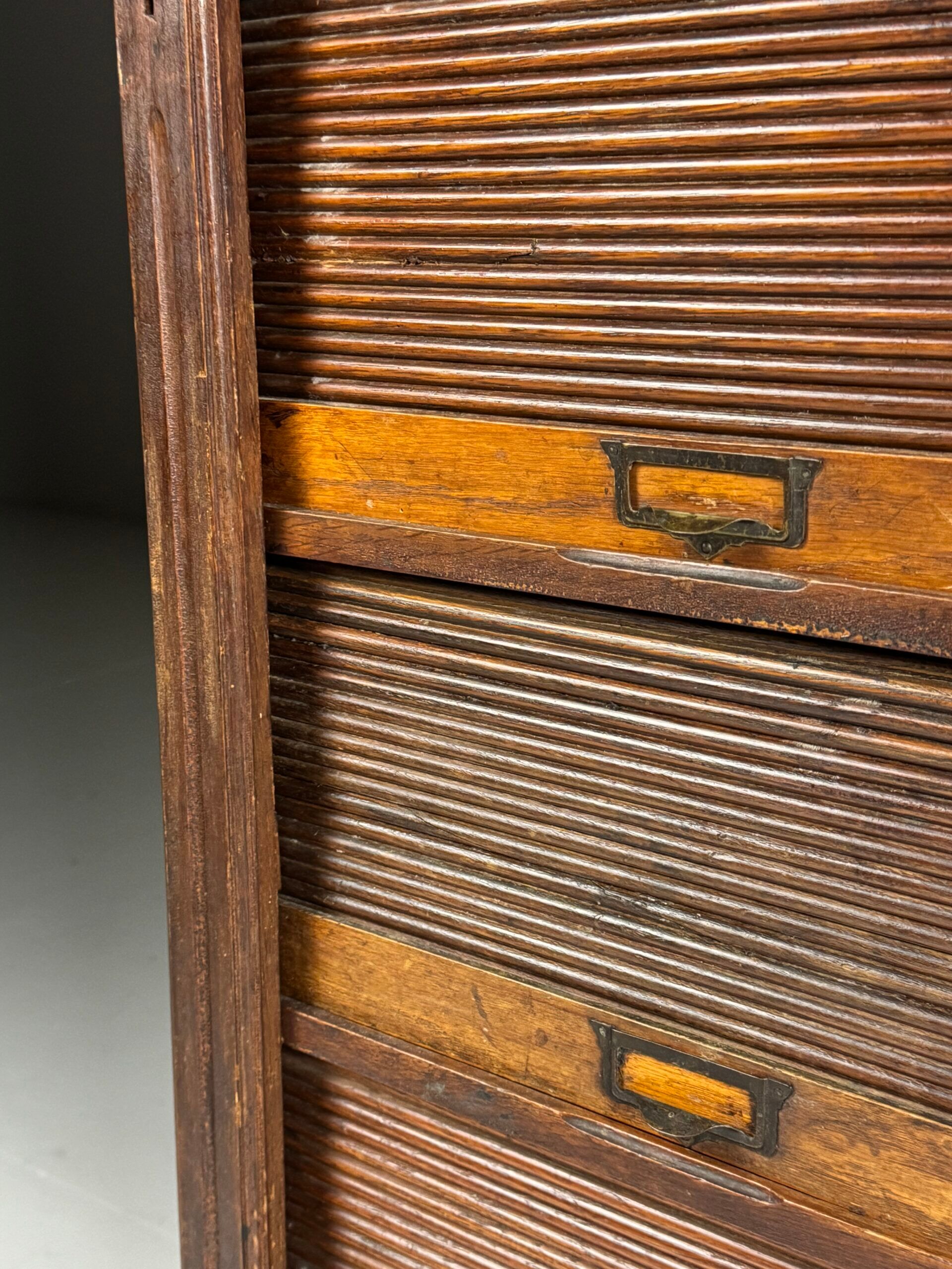Antique archive cabinet with roller doors