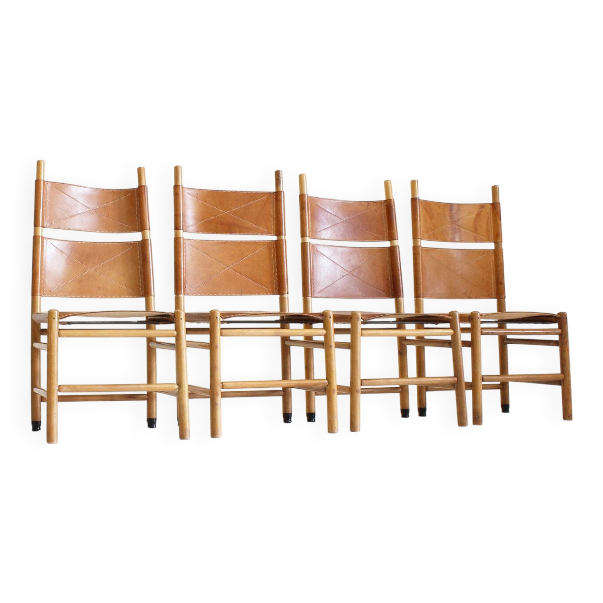 Vintage Kentucky dining chairs by Carlo Scarpa for Bernini, 1970s, set of 4