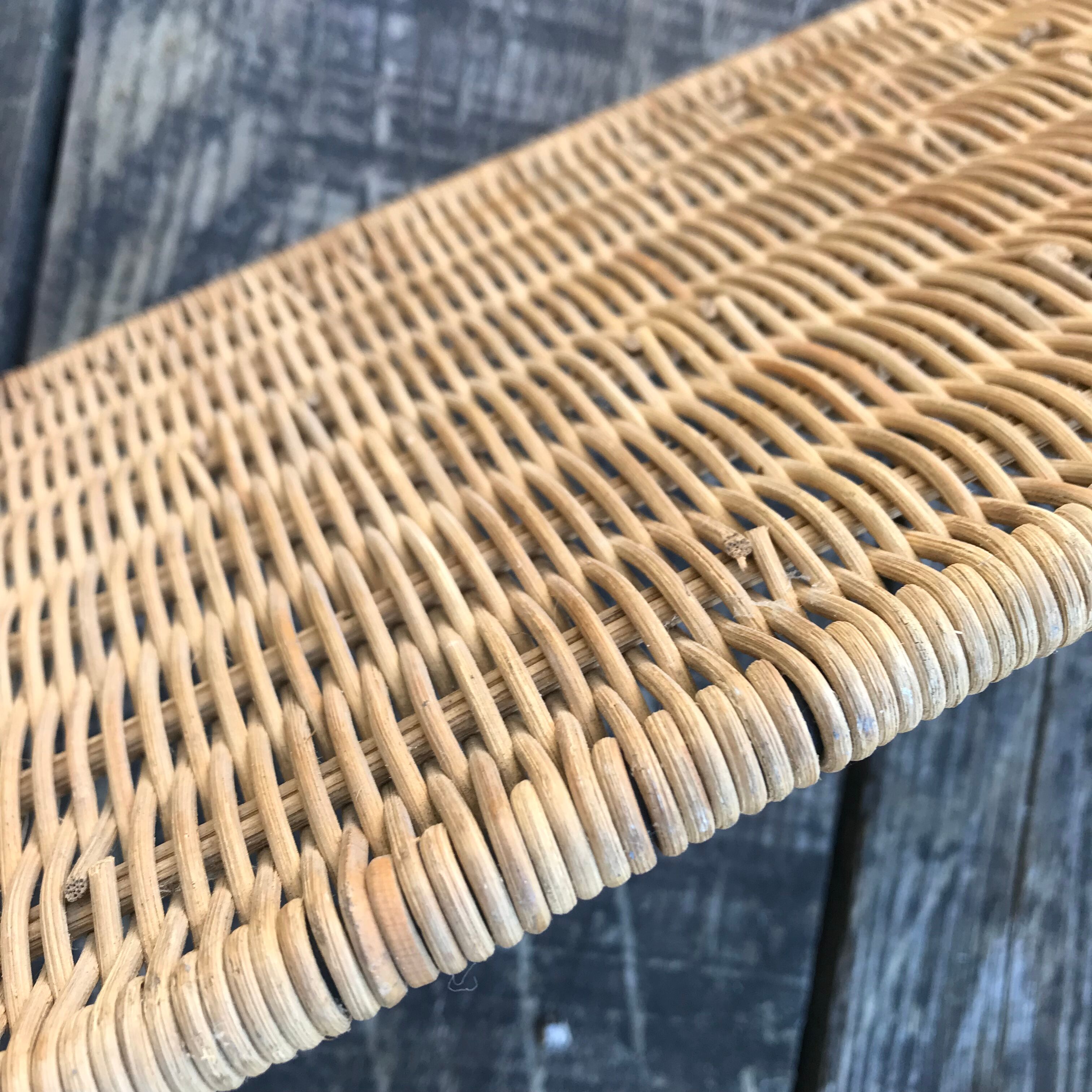 Vintage 1960 wicker wall shelf and wrought iron structure