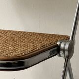 Plia folding chair in chrome and cane by Giancarlo Piretti, Italy 1970