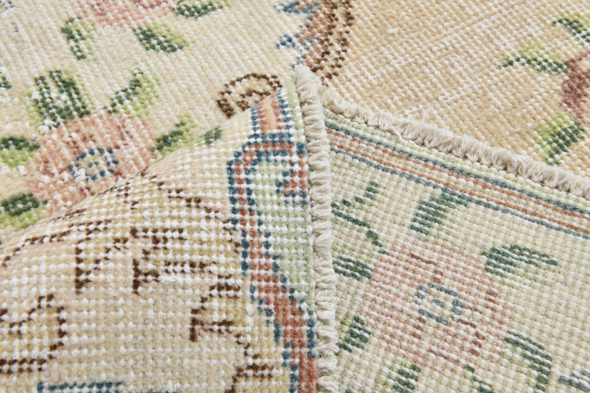 Light Yellow & Brown Turkish Rug, 114x204Cm