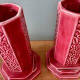 Lot de 2 vases art déco en céramique Rose de Digoin