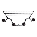 Vintage wrought iron wall coat rack with 4 hooks, 55 cm