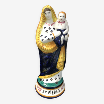 Virgin with child in earthenware from Quimper 1950s