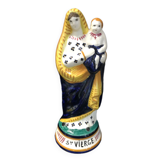 Virgin with child in earthenware from Quimper 1950s