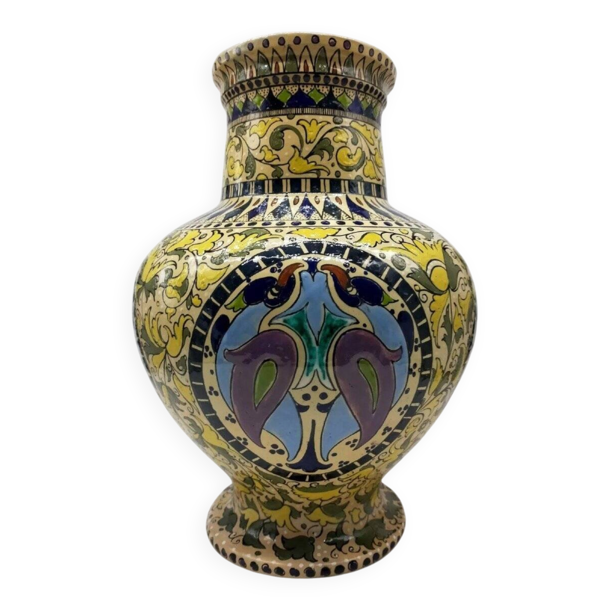 Vase En Majolique Art Nouveau