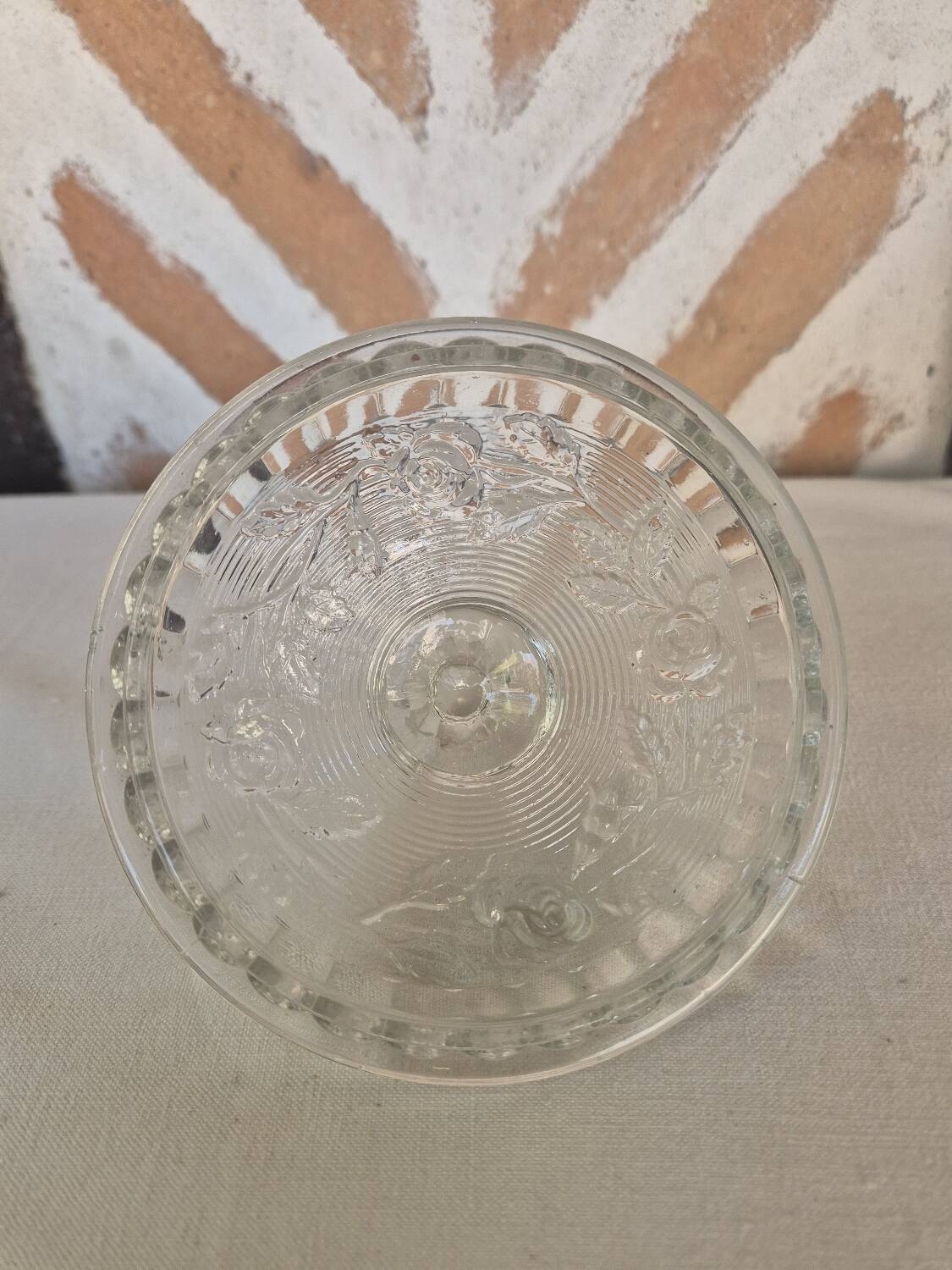 Bonbonnière verre décor  roses