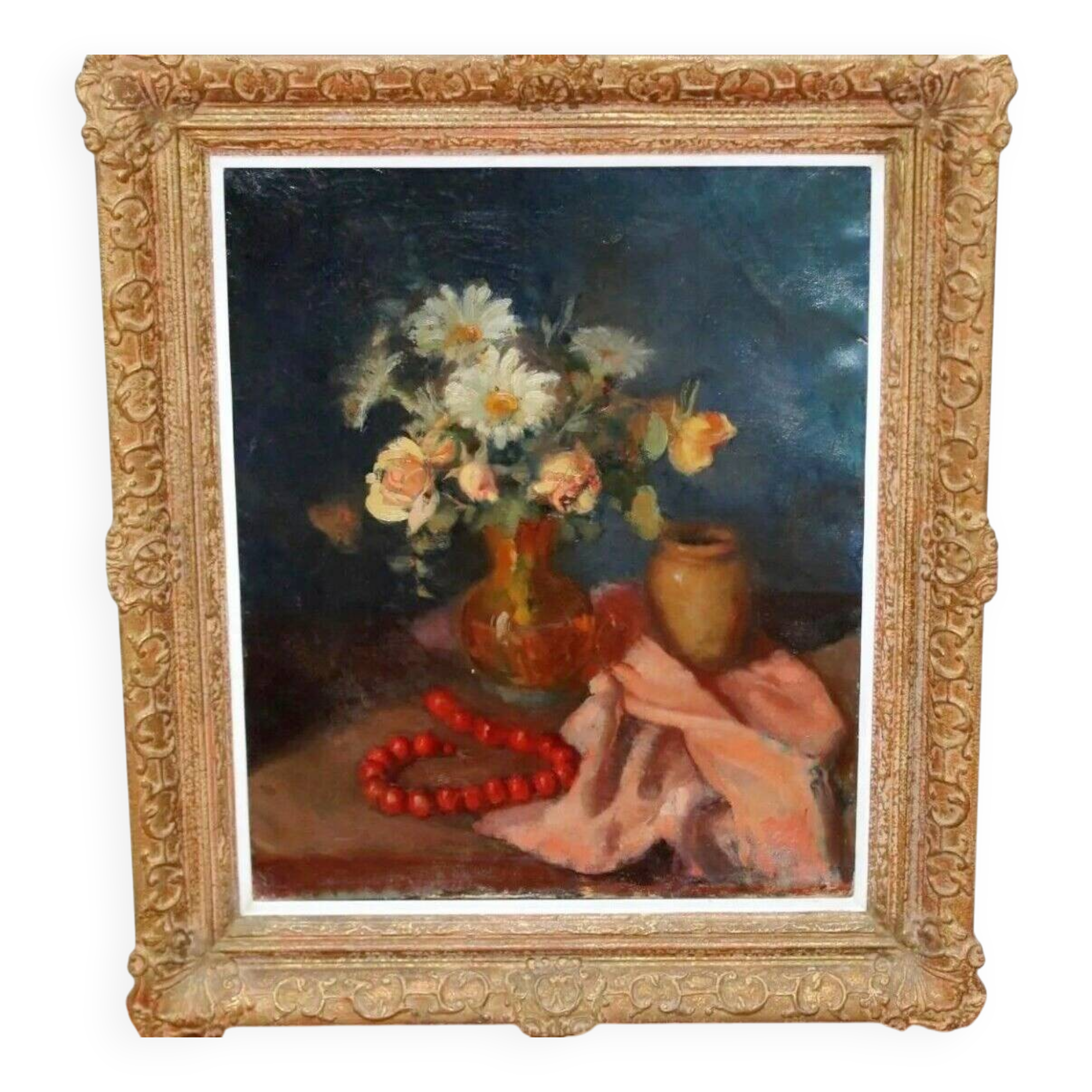 Vintage Impressionist Floral Still Life Oil Painting