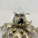 Hollywood regency leaf flower ceiling light flush mount , 1970s