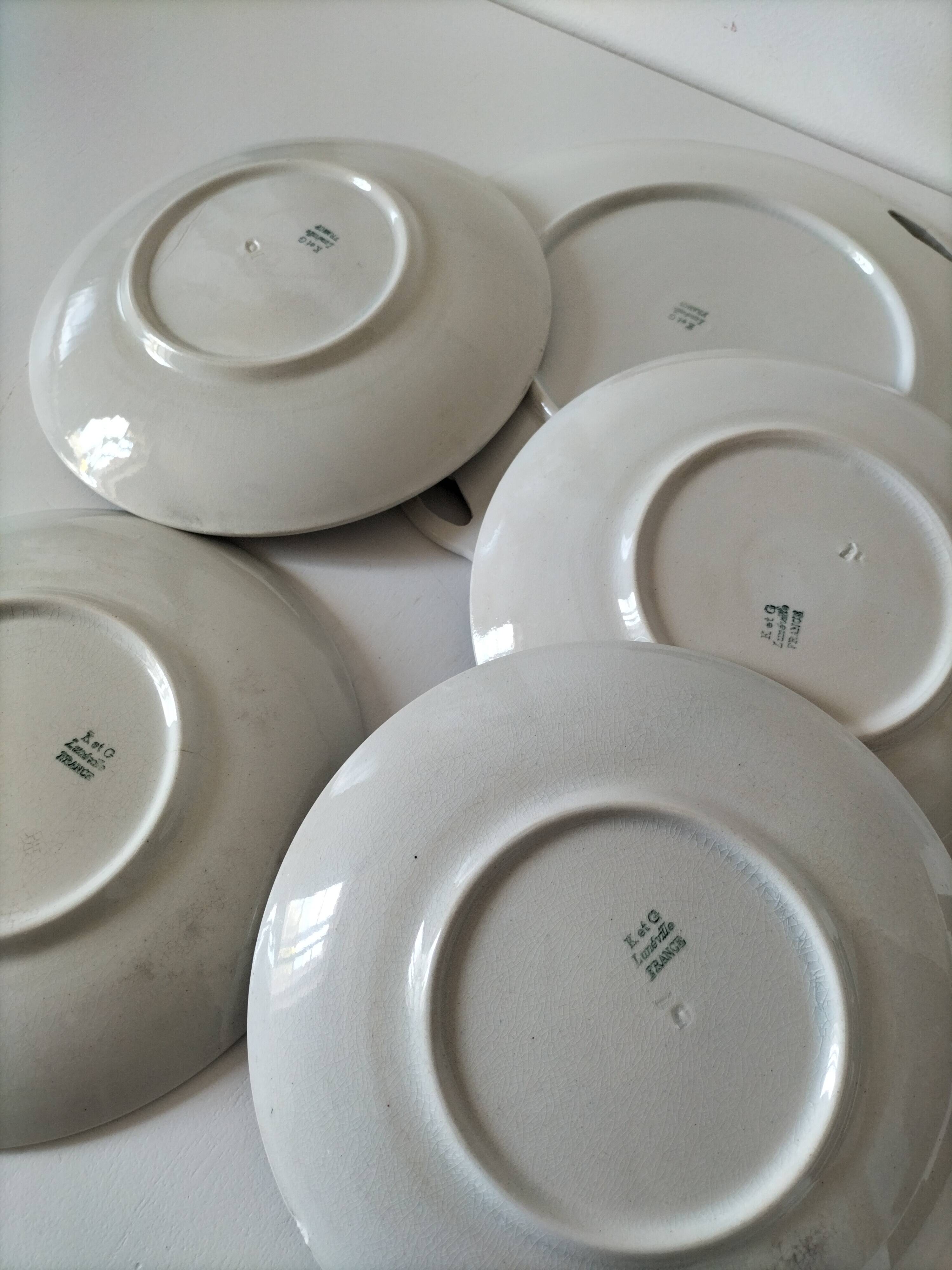 dish and 4 dessert plates K and G Lunéville