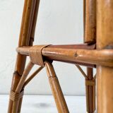 High stool in bamboo and rattan, circa 1960.