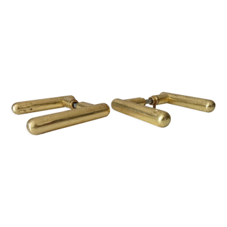 2 pairs of 50s solid brass art deco door handles