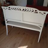 Banc Art Nouveau en bois de style colonial, rénové