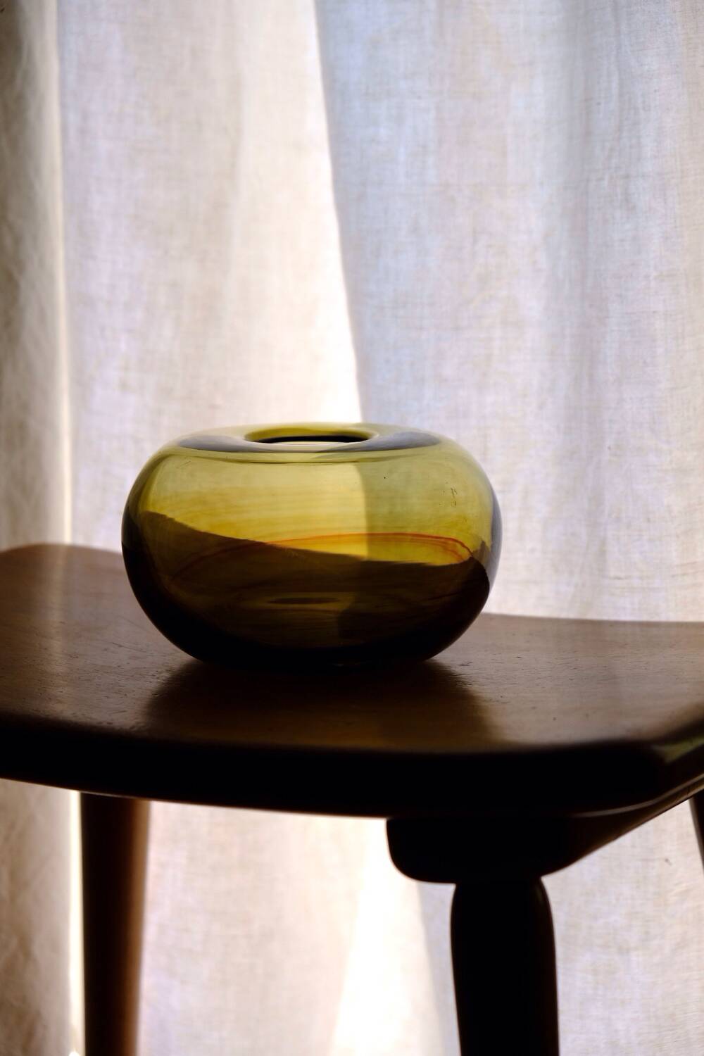 Blown glass ball vase by Claude Morin, Dieulefit France 1979