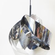 Suspension giant spiral-shaped chandelier in chrome 1970 vintage space age pop 70's seventies during light