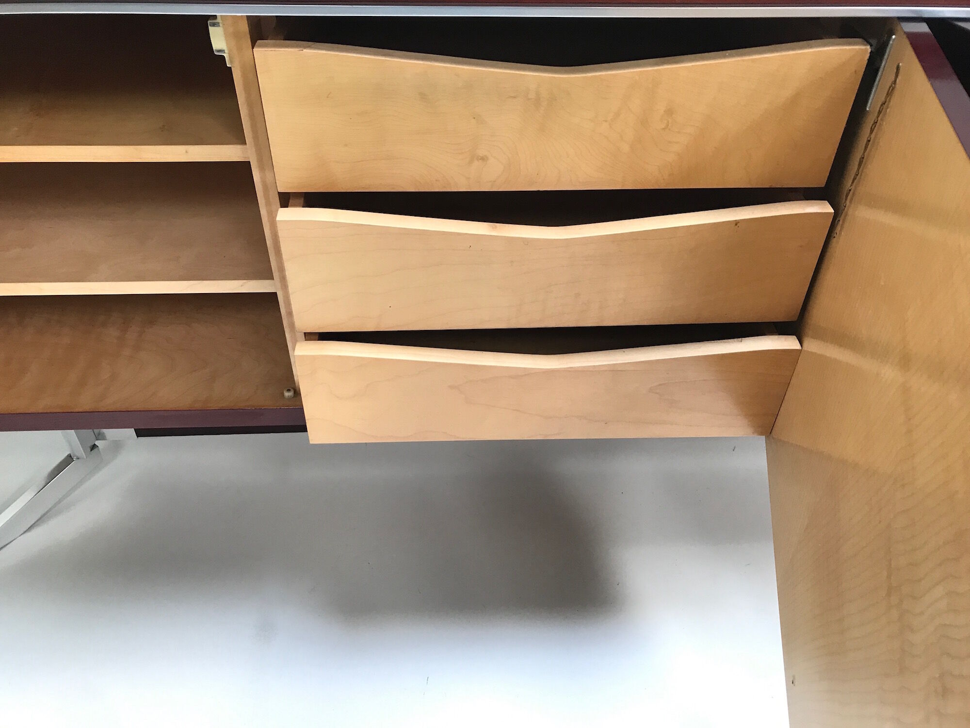 Belgian modernist long mahogany sideboard 1970s