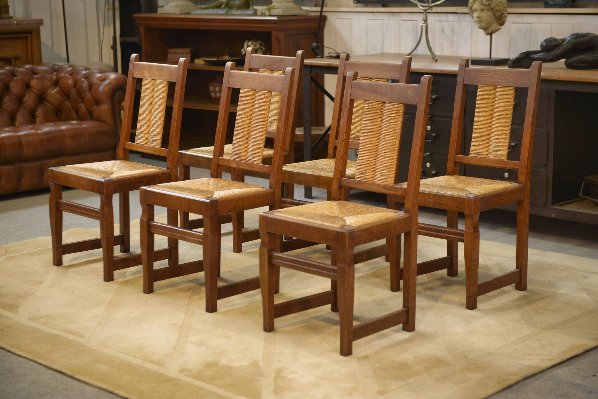 Set of 6 brutalist chairs from the 1950s.