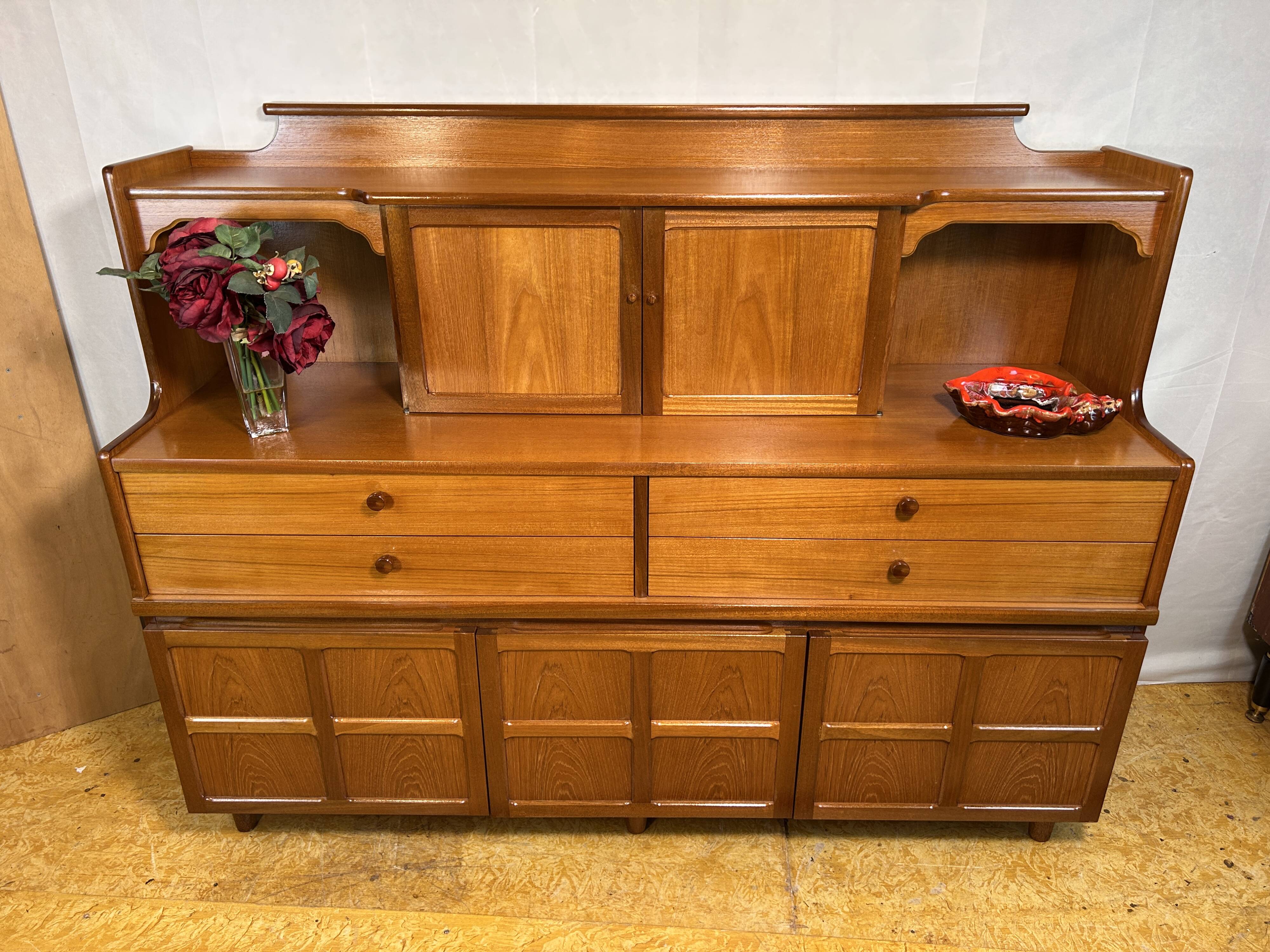 Mid-Century Retro Vintage Teak Highboard by Nathan 1960–1970  Exceptionally