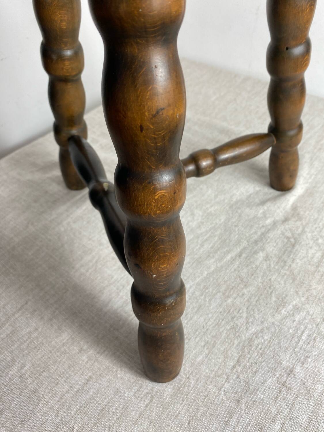 Turned wooden stool
