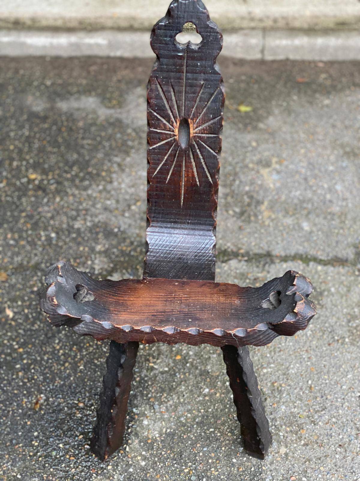 Spanish brutalist chair in solid wood 1960