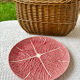 Round plate pink cabbage earthenware