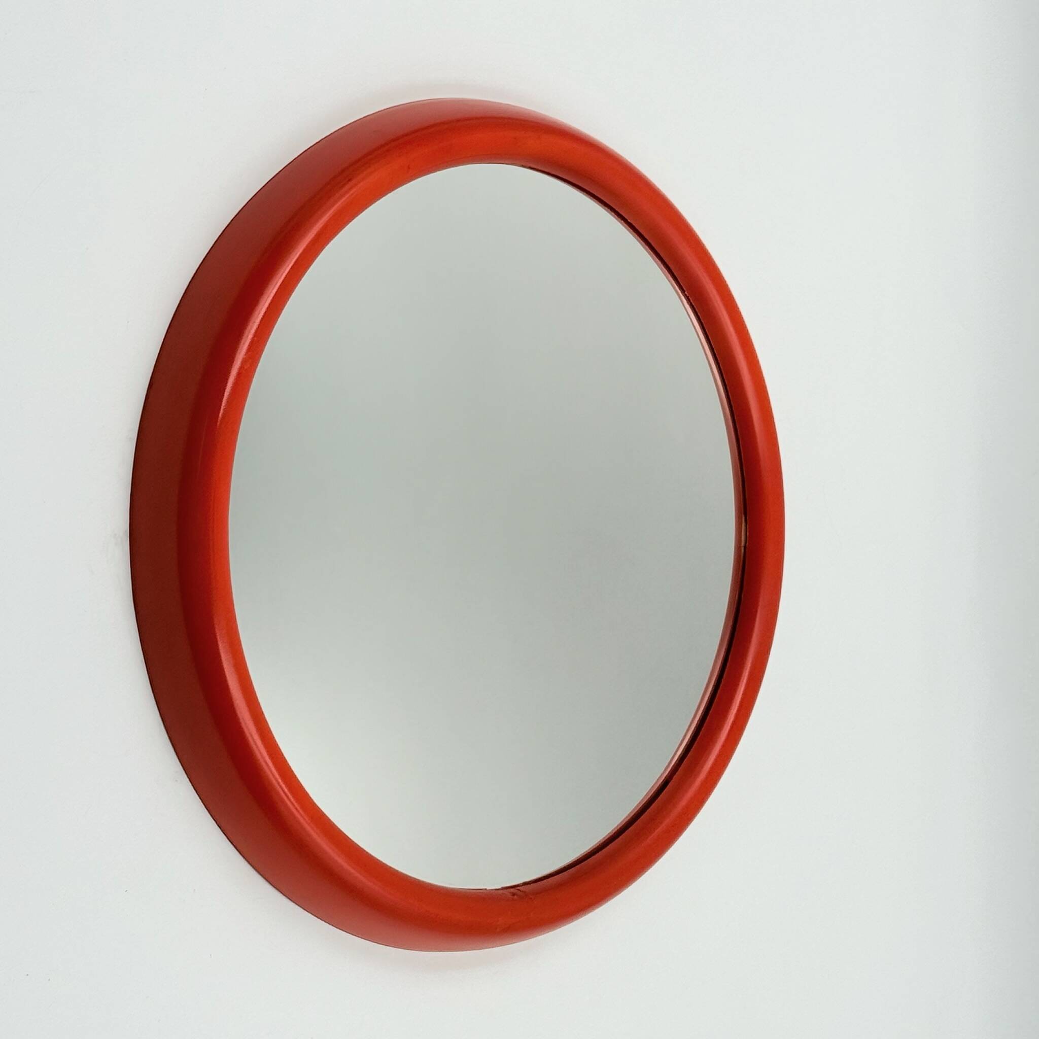 Miroir rond Mirage Arnaldo Radaelli orange années 70