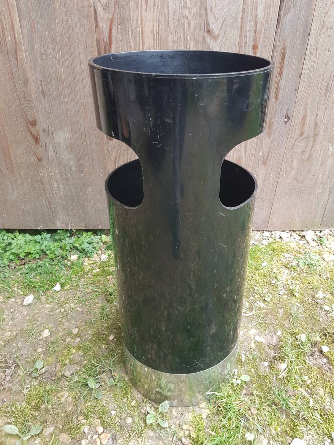 Umbrella holder trash can kartell 4610-50 design gino colombini black & stainless steel #a658