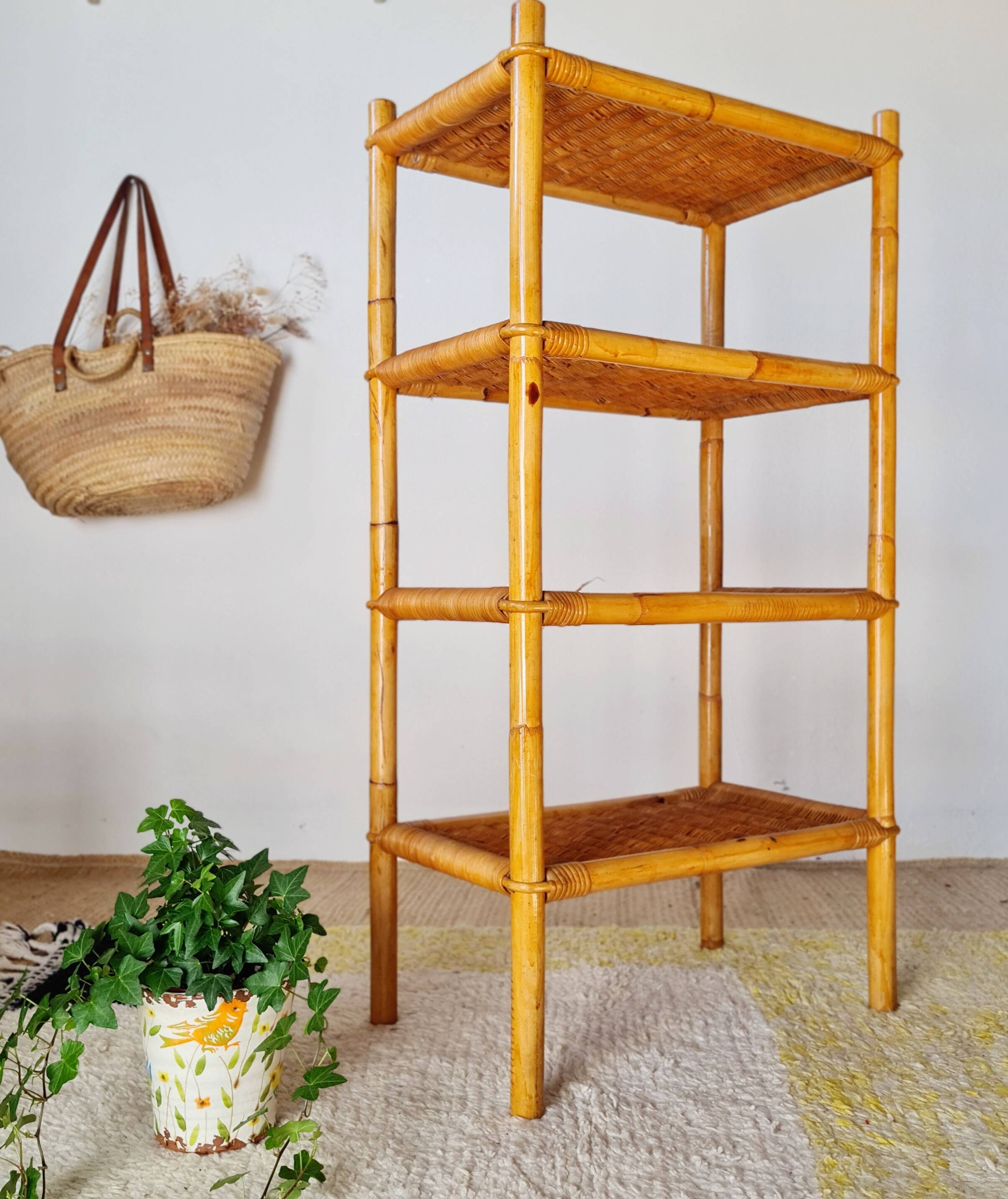 Vintage rattan shelf - bookcase