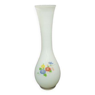 White opaline glass vase