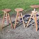 3 industrial stools in iron and wood