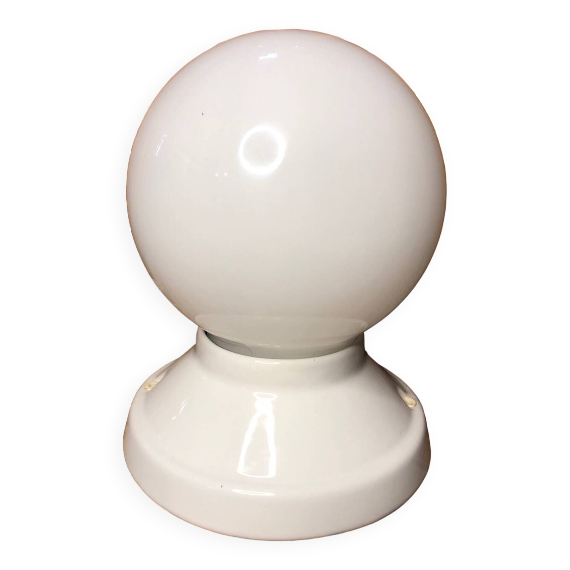 Old White Opaline Wall Lamp + Vintage Ceramic Support