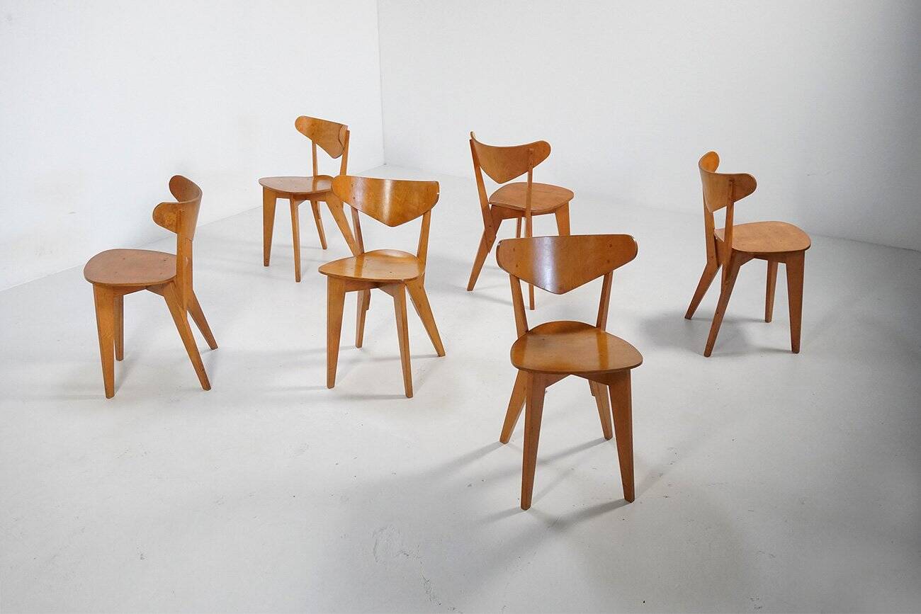 BN-1 Chairs by Wim Den Boon for De Toekomst, 1940s, Set of 6