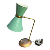 Lampe de bureau Diabolo vintage années 1950 – vert céladon & laiton