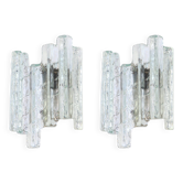 Pairs of large Kalmar-style wall sconces in Murano glass, Austria, 1960s.