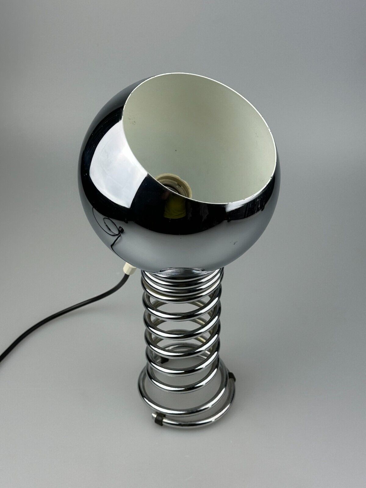 60s 70s table lamp ball lamp spring chrome metal space age design